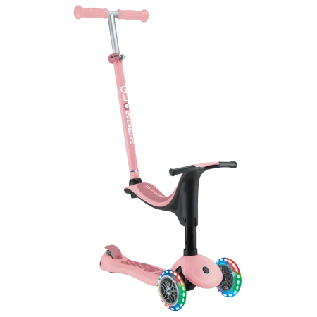 Monopattino per Bambini 3 in 1 Rosa Pastello Regolabile 50 kg Ruote LED