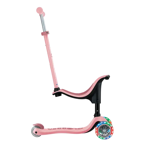 Monopattino per Bambini 3 in 1 Rosa Pastello Regolabile 50 kg Ruote LED