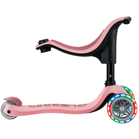 Monopattino per Bambini 3 in 1 Rosa Pastello Regolabile 50 kg Ruote LED