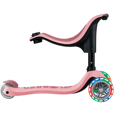 Monopattino per Bambini 3 in 1 Rosa Pastello Regolabile 50 kg Ruote LED