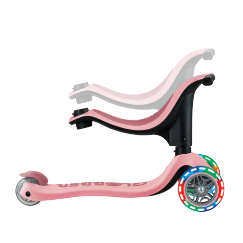 Monopattino per Bambini 3 in 1 Rosa Pastello Regolabile 50 kg Ruote LED