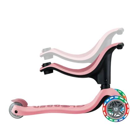 Monopattino per Bambini 3 in 1 Rosa Pastello Regolabile 50 kg Ruote LED