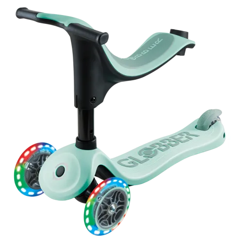 Monopattino per Bambini 3 in 1 Verde Menta Regolabile 50 kg Ruote LED