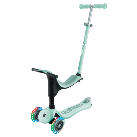 Monopattino per Bambini 3 in 1 Verde Menta Regolabile 50 kg Ruote LED