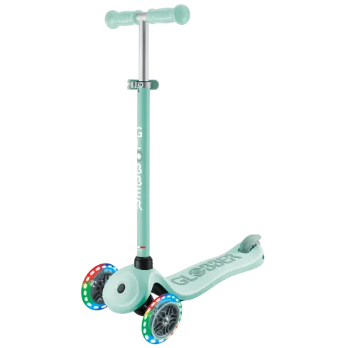 Monopattino per Bambini 3 in 1 Verde Menta Regolabile 50 kg Ruote LED