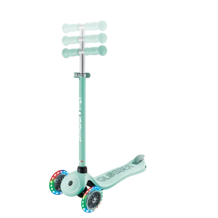 Monopattino per Bambini 3 in 1 Verde Menta Regolabile 50 kg Ruote LED