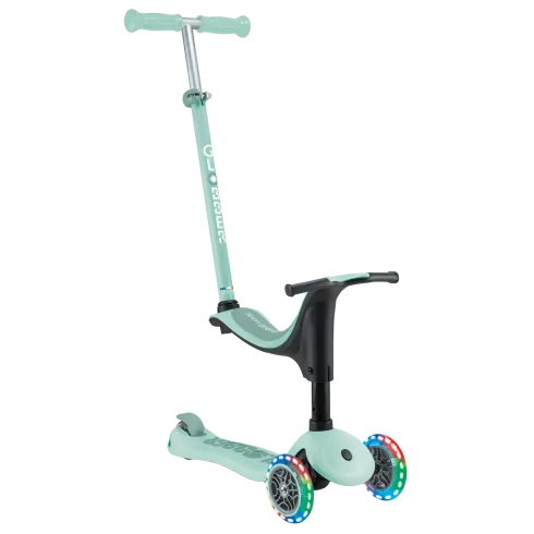 Monopattino per Bambini 3 in 1 Verde Menta Regolabile 50 kg Ruote LED