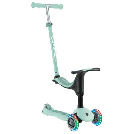 Monopattino per Bambini 3 in 1 Verde Menta Regolabile 50 kg Ruote LED