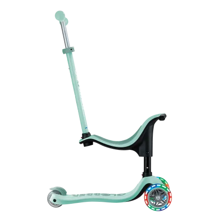 Monopattino per Bambini 3 in 1 Verde Menta Regolabile 50 kg Ruote LED