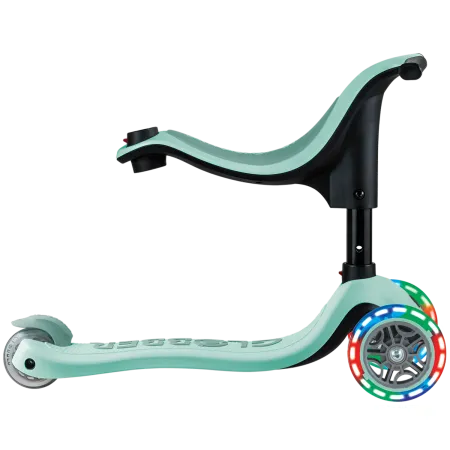 Monopattino per Bambini 3 in 1 Verde Menta Regolabile 50 kg Ruote LED