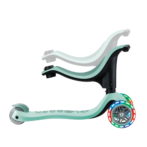 Monopattino per Bambini 3 in 1 Verde Menta Regolabile 50 kg Ruote LED