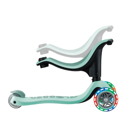 Monopattino per Bambini 3 in 1 Verde Menta Regolabile 50 kg Ruote LED