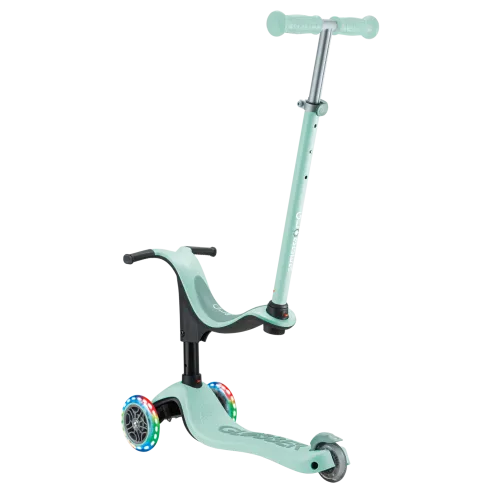 Monopattino per Bambini 3 in 1 Verde Menta Regolabile 50 kg Ruote LED