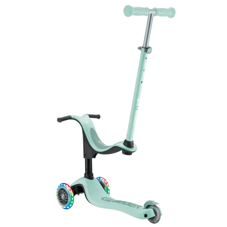 Monopattino per Bambini 3 in 1 Verde Menta Regolabile 50 kg Ruote LED