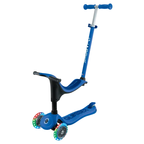 Monopattino per Bambini 3 in 1 Blu Navy Regolabile 50 kg Ruote LED