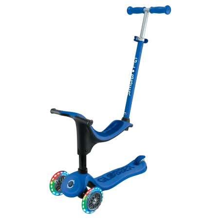 Monopattino per Bambini 3 in 1 Blu Navy Regolabile 50 kg Ruote LED
