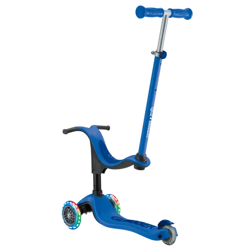 Monopattino per Bambini 3 in 1 Blu Navy Regolabile 50 kg Ruote LED