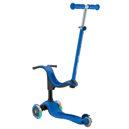 Monopattino per Bambini 3 in 1 Blu Navy Regolabile 50 kg Ruote LED
