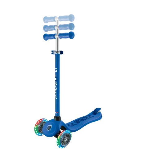 Monopattino per Bambini 3 in 1 Blu Navy Regolabile 50 kg Ruote LED