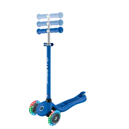 Monopattino per Bambini 3 in 1 Blu Navy Regolabile 50 kg Ruote LED