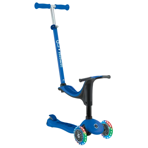 Monopattino per Bambini 3 in 1 Blu Navy Regolabile 50 kg Ruote LED