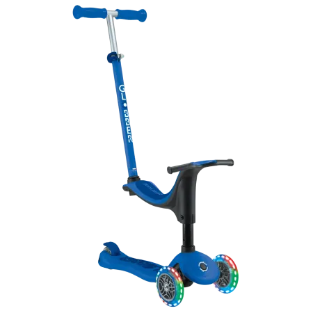Monopattino per Bambini 3 in 1 Blu Navy Regolabile 50 kg Ruote LED