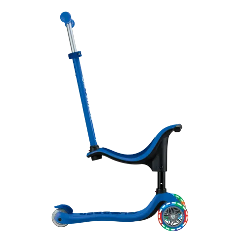 Monopattino per Bambini 3 in 1 Blu Navy Regolabile 50 kg Ruote LED