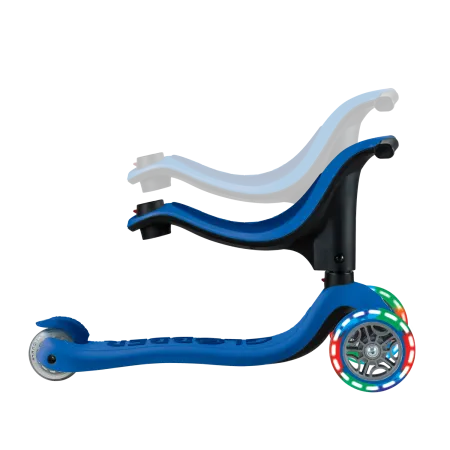 Monopattino per Bambini 3 in 1 Blu Navy Regolabile 50 kg Ruote LED