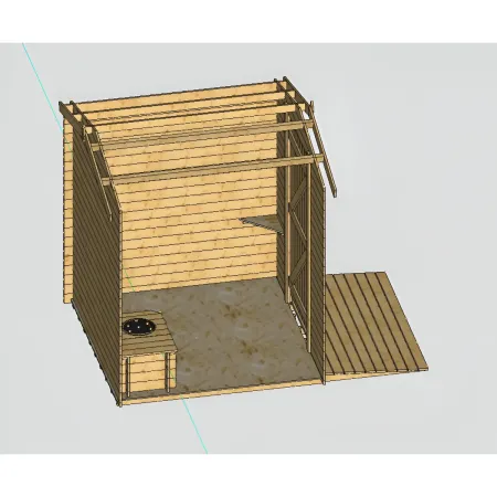 Casetta WC a Secco Legno Abete Persone con Mobilità Ridotta 210x221 cm