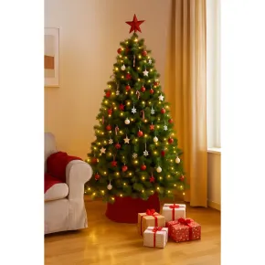 Albero di Natale Alto 210 cm Folto Verde Base 145 cm Rami Realistici 2