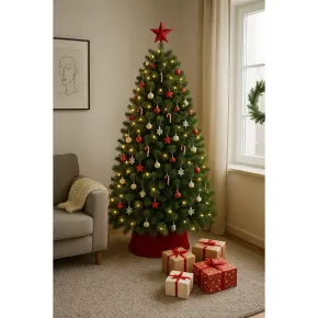 Albero di Natale Alto 180 cm Folto Verde Base 124 cm Rami Realistici 2