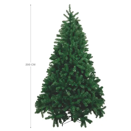 Albero di Natale Altezza 200 cm Folto Realistico PVC con Base a Croce