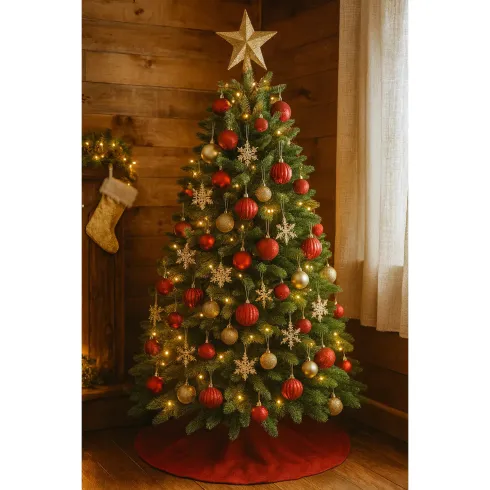 Albero di Natale 240 cm Verde PE PVC Effetto Realistico Base 157 cm