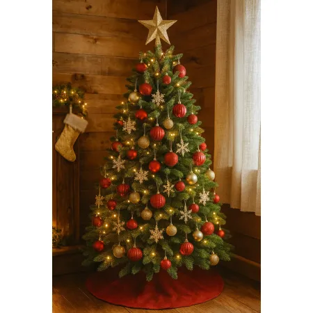 Albero di Natale 240 cm Verde PE PVC Effetto Realistico Base 157 cm