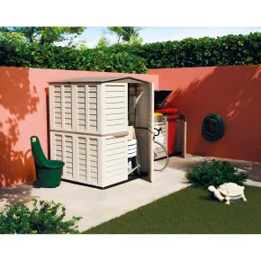 Casetta Attrezzi Plastica Beige Antipioggia da Giardino 151x146 cm 2