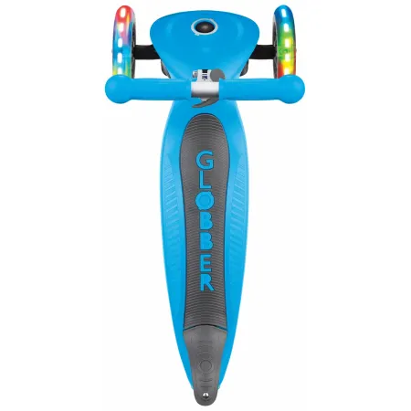 Monopattino a 3 Ruote per Bambini Azzurro Pieghevole Luci LED 50 kg