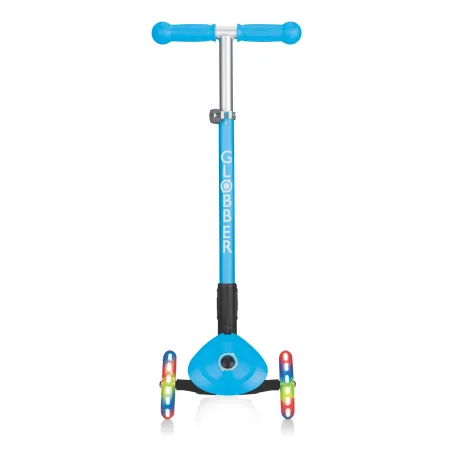 Monopattino a 3 Ruote per Bambini Azzurro Pieghevole Luci LED 50 kg