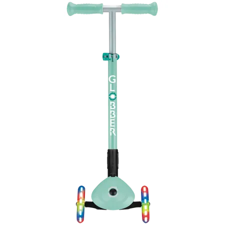 Monopattino a 3 Ruote Bambini Verde Menta Pieghevole Luci LED 50 kg