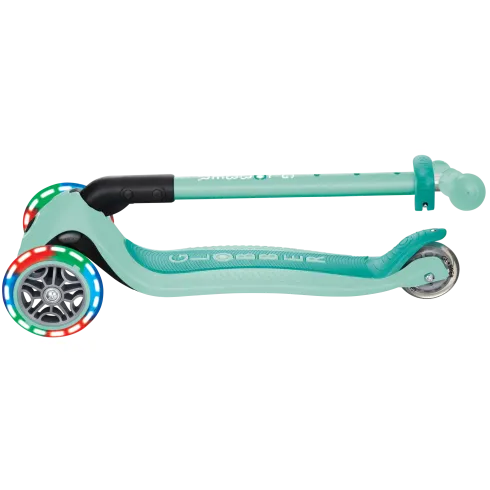 Monopattino a 3 Ruote Bambini Verde Menta Pieghevole Luci LED 50 kg