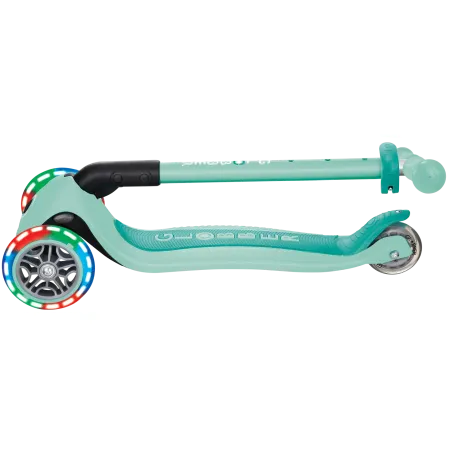 Monopattino a 3 Ruote Bambini Verde Menta Pieghevole Luci LED 50 kg