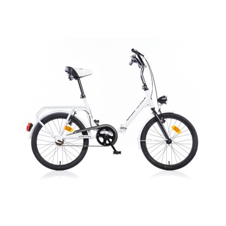 Bicicletta Pieghevole Ruota 20 Bianco Borsa da Passeggio Donna Fanali Uso Citta