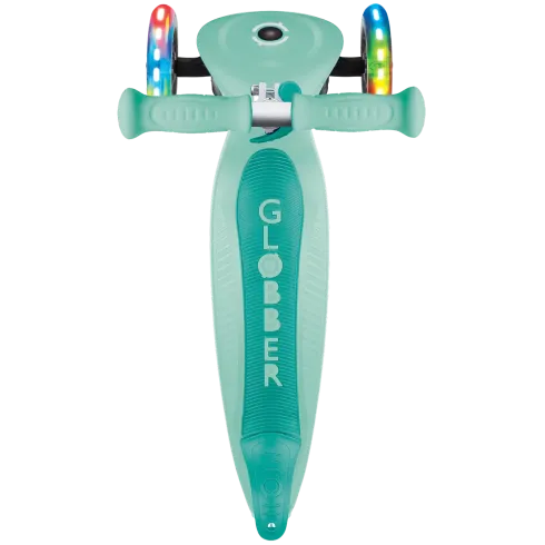 Monopattino a 3 Ruote Bambini Verde Menta Pieghevole Luci LED 50 kg