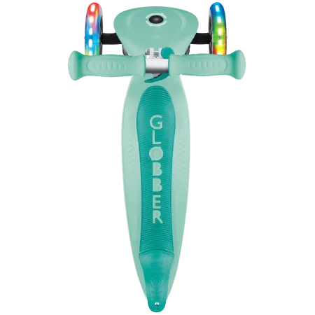 Monopattino a 3 Ruote Bambini Verde Menta Pieghevole Luci LED 50 kg