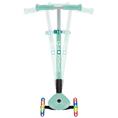 Monopattino a 3 Ruote Bambini Verde Menta Pieghevole Luci LED 50 kg