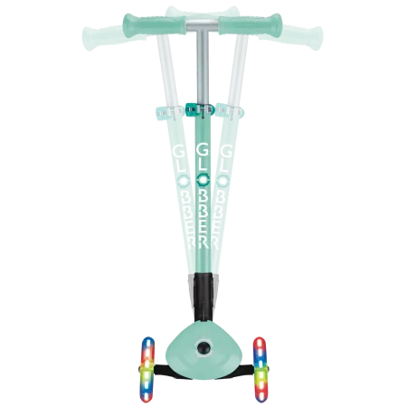 Monopattino a 3 Ruote Bambini Verde Menta Pieghevole Luci LED 50 kg