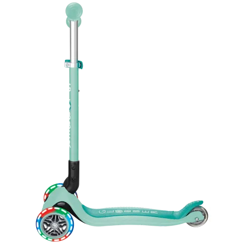 Monopattino a 3 Ruote Bambini Verde Menta Pieghevole Luci LED 50 kg