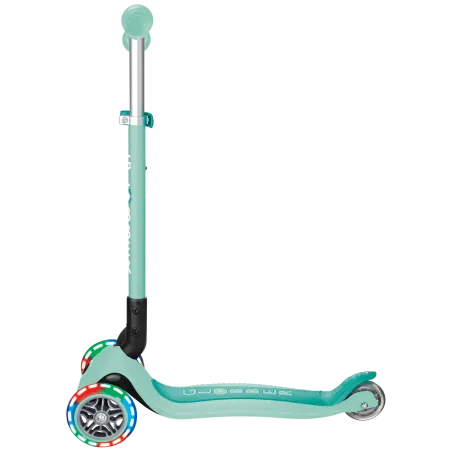 Monopattino a 3 Ruote Bambini Verde Menta Pieghevole Luci LED 50 kg