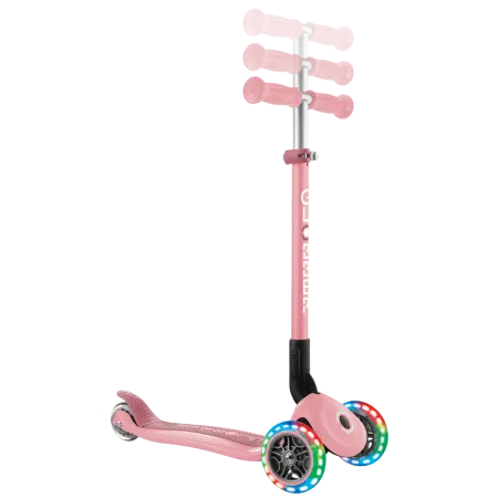 Monopattino 3 Ruote Bambini Rosa Pastello Pieghevole Luci LED 50 kg