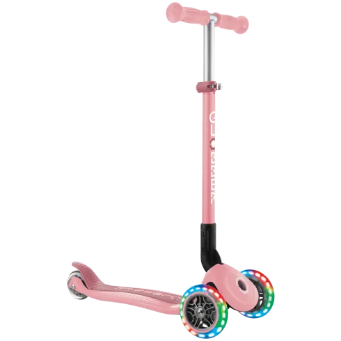 Monopattino 3 Ruote Bambini Rosa Pastello Pieghevole Luci LED 50 kg