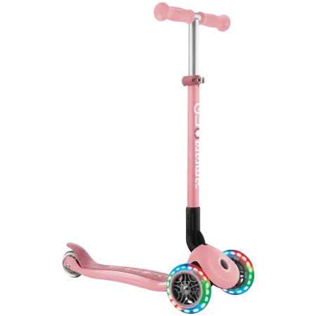Monopattino 3 Ruote Bambini Rosa Pastello Pieghevole Luci LED 50 kg